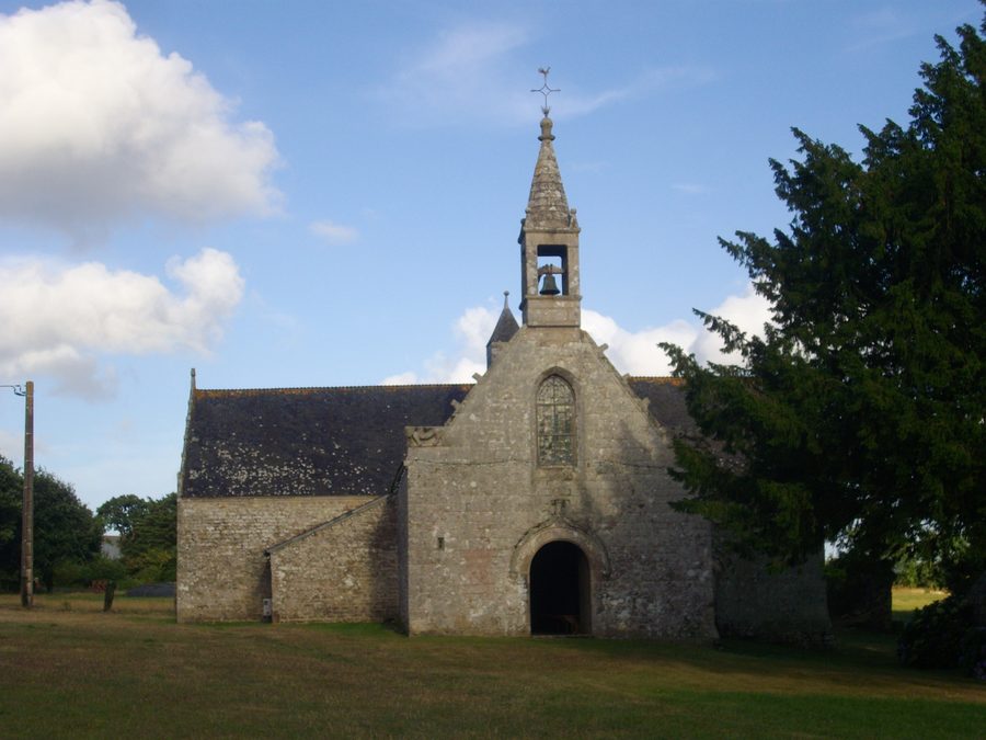 Western facade of Saint Anne chapel in Buléon, Morbihan, France