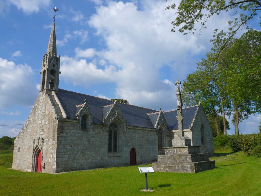 Chapel of Pontouar and its calvary in Trégourez, Finistère, Brittany, France