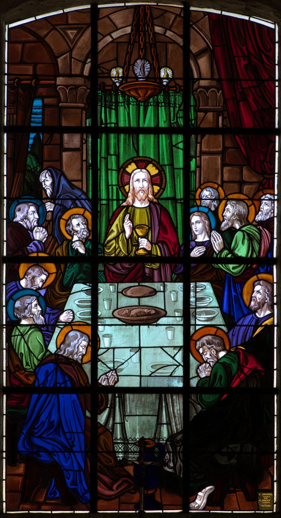 Vitrail de la Cène dans l’église Saint-Didier de Plouider
