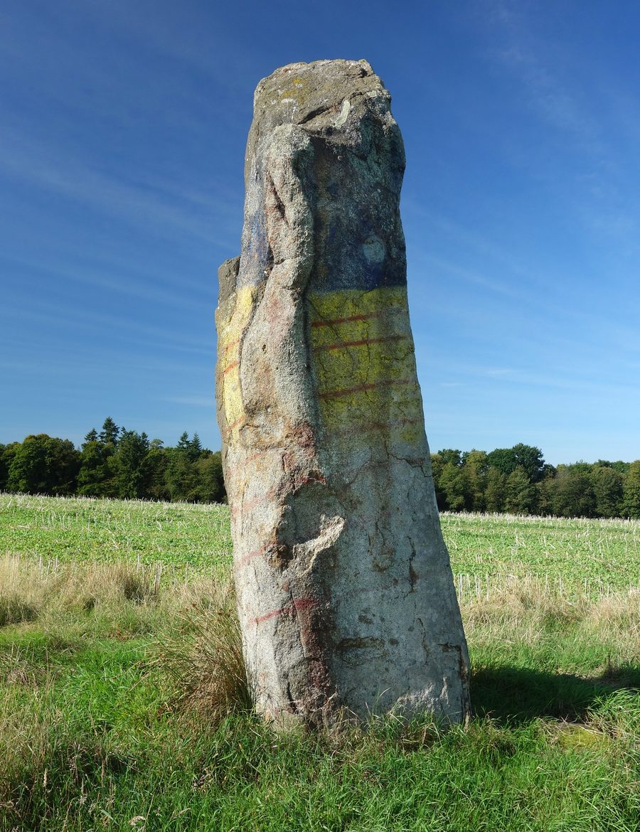Menhir La Pierre du Domaine nahe Plerguer in einer ländlichen Landschaft