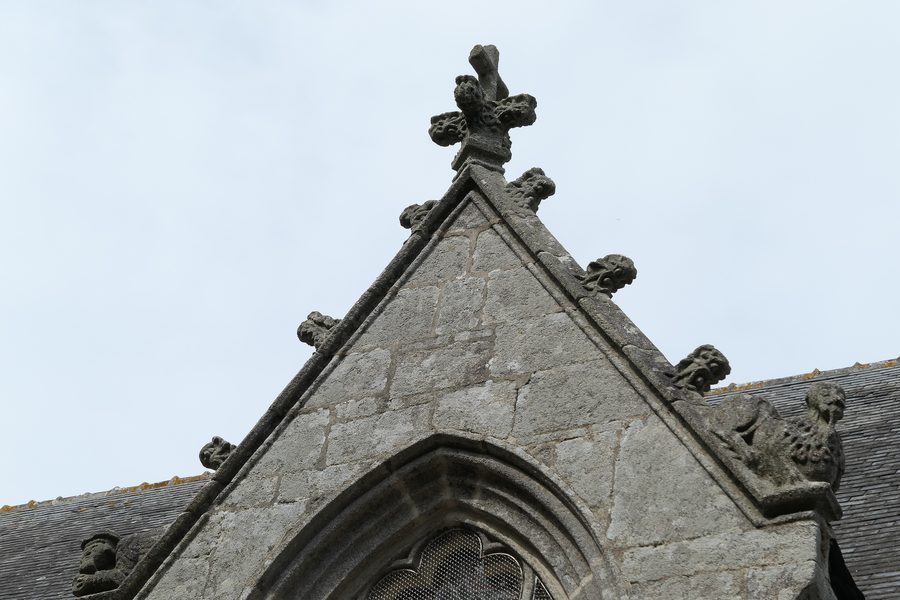 Southern facade of Our Lady church of Confort in Confort-Meilars, Finistère, France