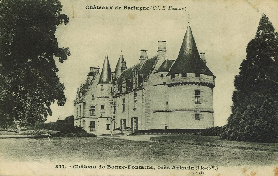 Château de Bonne-Fontaine près d’Antrain, représenté sur une ancienne carte postale.